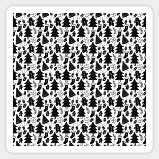 Christmas Doodle Pattern - Black and White Sticker